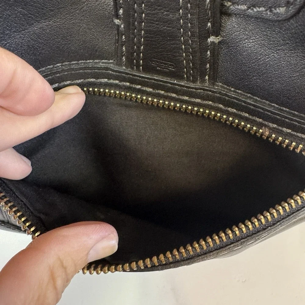 Coach Hampton Vintage Black Leather Slim Clip Hobo Shoulder Bag Purse 0793-11043